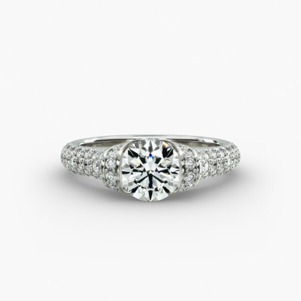 Half Bezel Diamond Engagement Ring