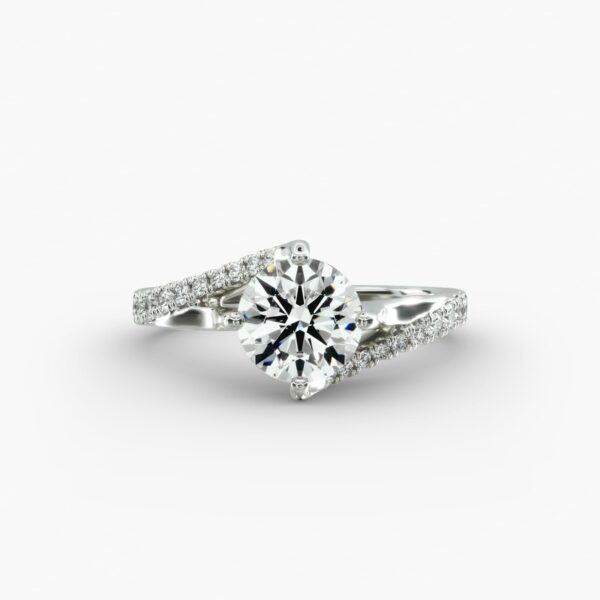 Bypass Pavé Kite-Set Engagement Ring