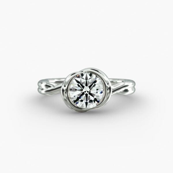 Half Bezel Knot Solitaire Engagement Ring