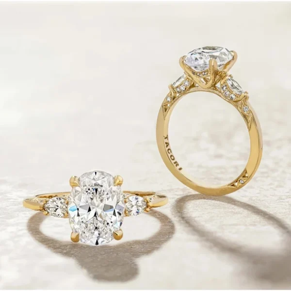 Oval Cut Three Stone Diamond Engagement Ring - Image 6