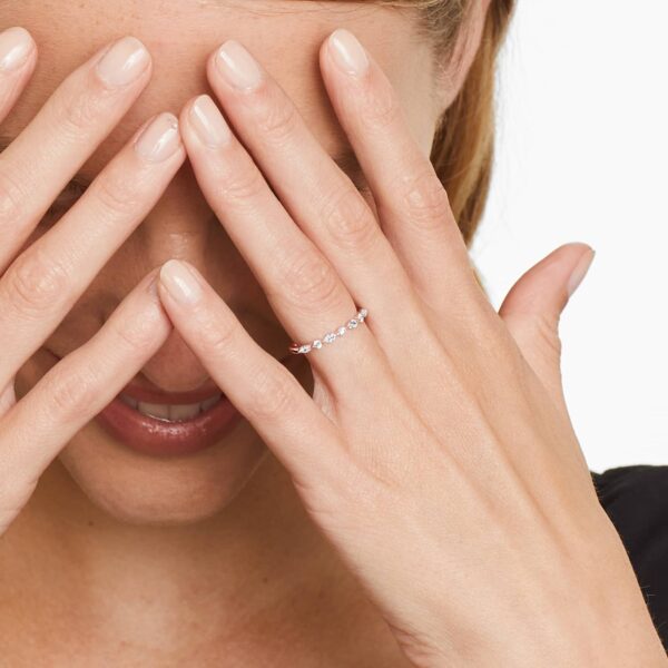 14K Rose Gold Marquise And Round Alternating Diamond Ring - Image 2