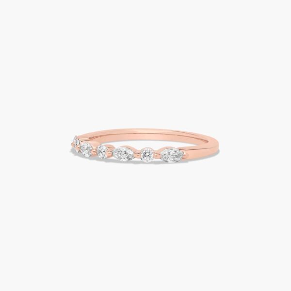 14K Rose Gold Marquise And Round Alternating Diamond Ring - Image 3