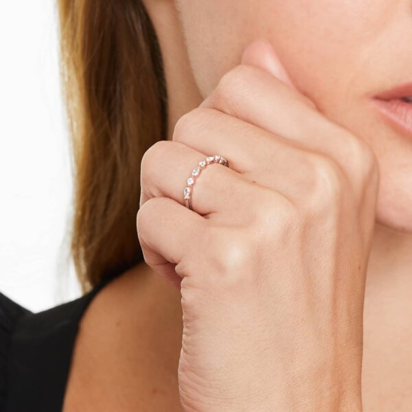 14K Rose Gold Marquise And Round Alternating Diamond Ring - Image 4
