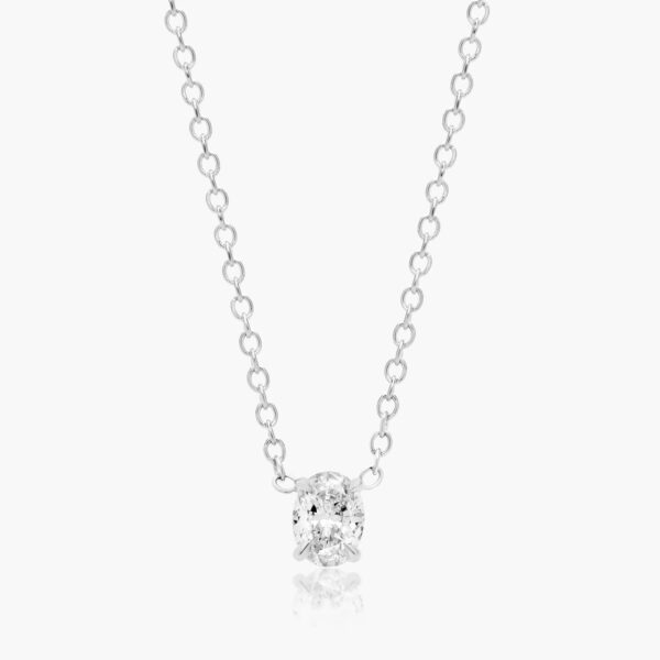 Oval Shape  Diamond Solitaire Pendant.