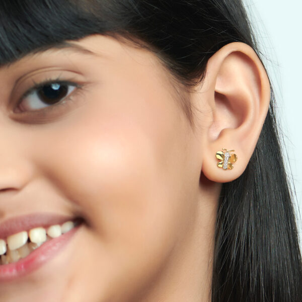 Tiny Butterfly Kids' Diamond Earrings. - Image 3
