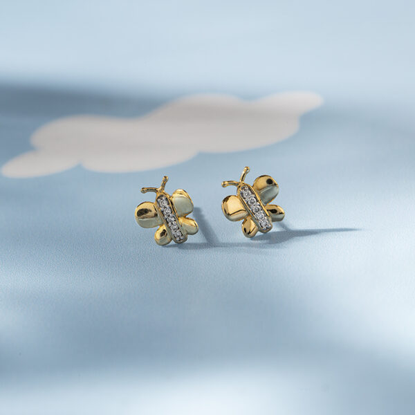 Tiny Butterfly Kids' Diamond Earrings. - Image 4