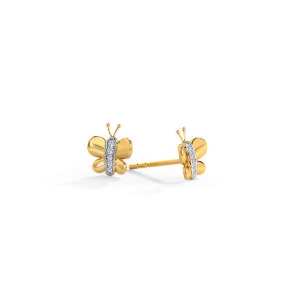 Tiny Butterfly Kids' Diamond Earrings. - Image 5