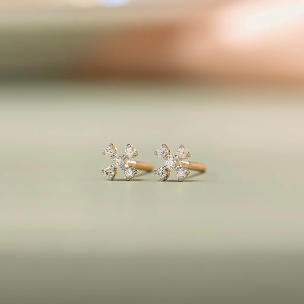 Round Shape Kids' Diamond Earrings. - Image 2