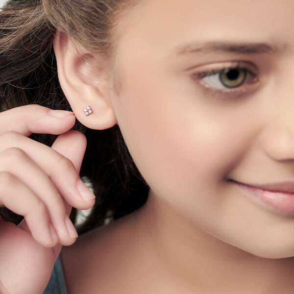 four prong Kids' Diamond Earrings - Image 4