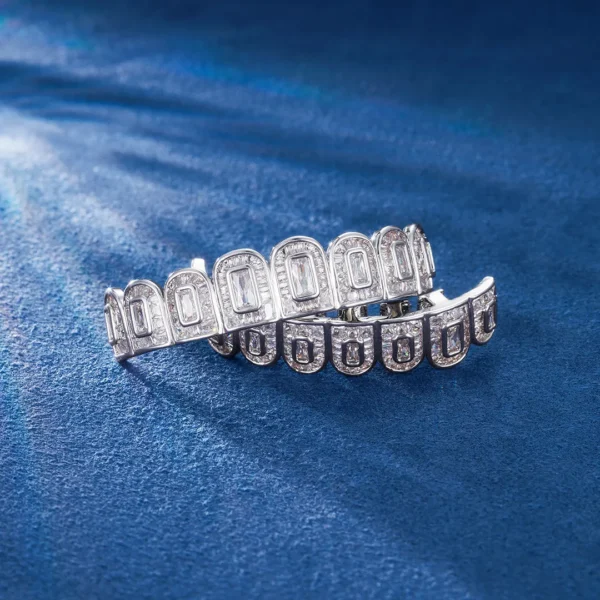 Pre-made Halo Baguette Cut Grillz. - Image 2