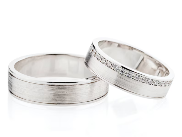 Diamond solid gold bands. Matching wedding rings set - Image 3