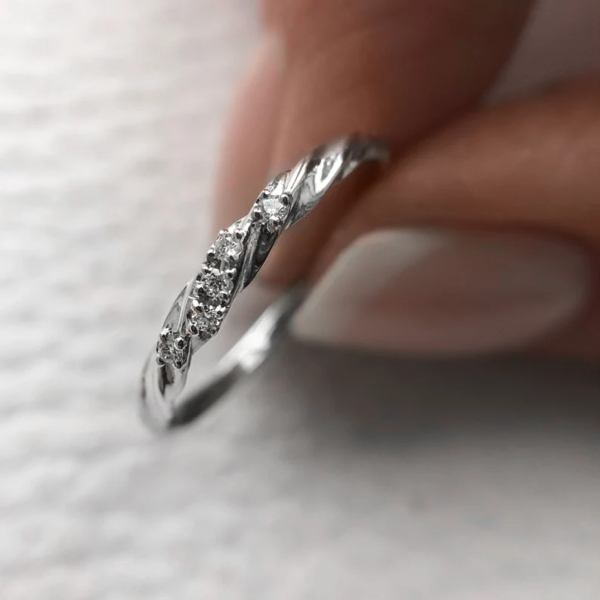 White Gold Wedding Ring, Gold And Simple Diamond Ring. - Image 2