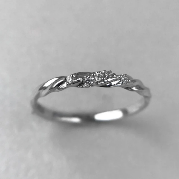 White Gold Wedding Ring, Gold And Simple Diamond Ring. - Image 4