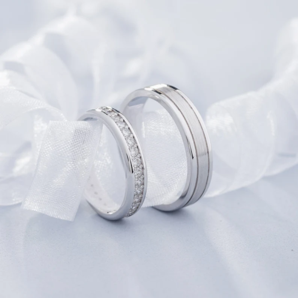 Elegant wedding rings with diamonds. Matching Couple bands. - Image 2
