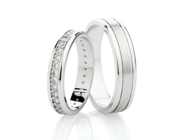 Elegant wedding rings with diamonds. Matching Couple bands. - Image 3
