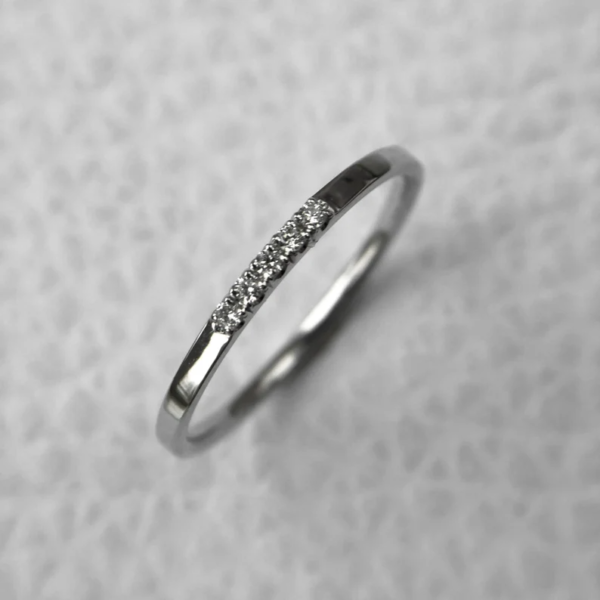 Rose Gold, 5 Stone Diamond Wedding Band Women, Stacking Rings, - Image 5