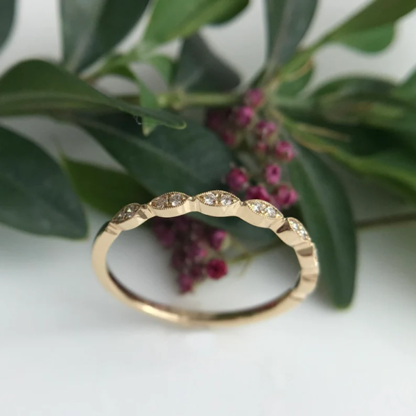 Vintage Style Wedding Band, Unique Wedding Band Women. - Image 2