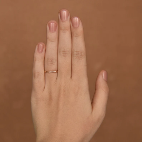 Rose Gold, 5 Stone Diamond Wedding Band Women, Stacking Rings, - Image 7