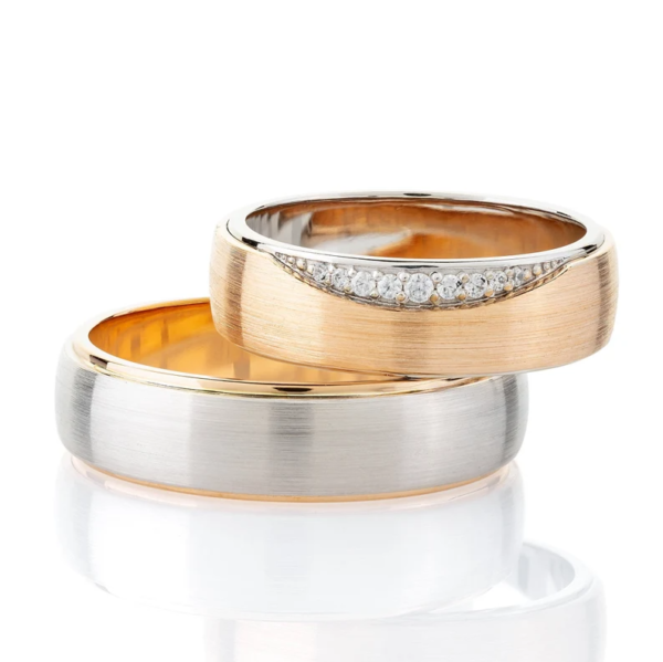 Two-Tone Wedding Bands. Matching Gold Rings. Promise Bands. - Image 2