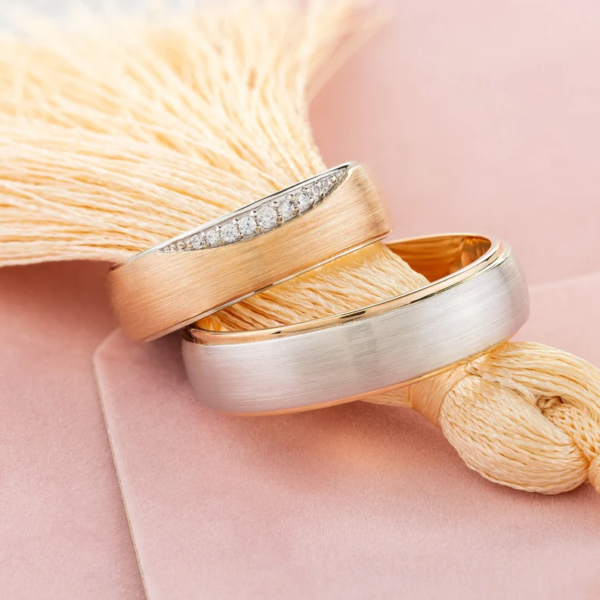 Two-Tone Wedding Bands. Matching Gold Rings. Promise Bands. - Image 3