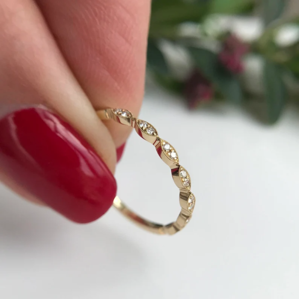 Vintage Style Wedding Band, Unique Wedding Band Women. - Image 3