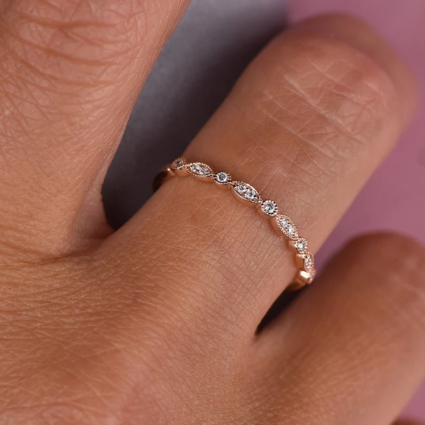 Eternity Band Rose Gold Filigree Ring For Women Promise Ring For Her. - Image 2