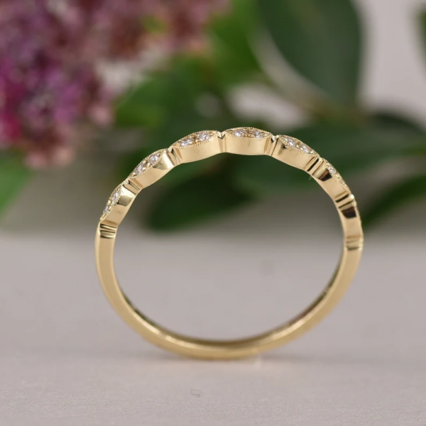 Vintage Style Wedding Band, Unique Wedding Band Women. - Image 4