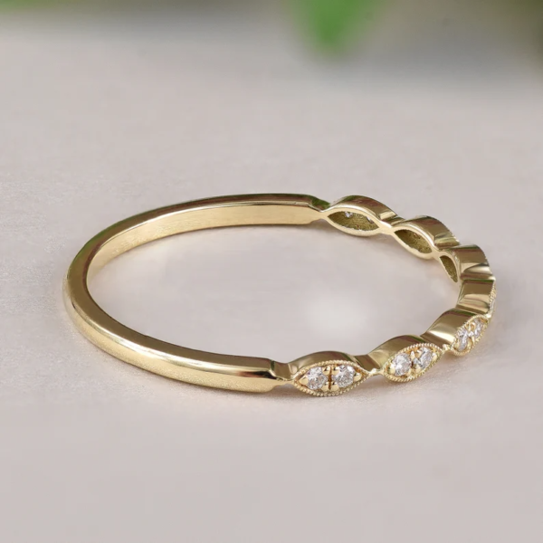 Vintage Style Wedding Band, Unique Wedding Band Women. - Image 5