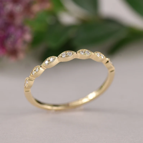 Vintage Style Wedding Band, Unique Wedding Band Women. - Image 7