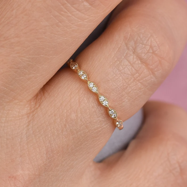 Vintage Style Wedding Band, Unique Wedding Band Women. - Image 8