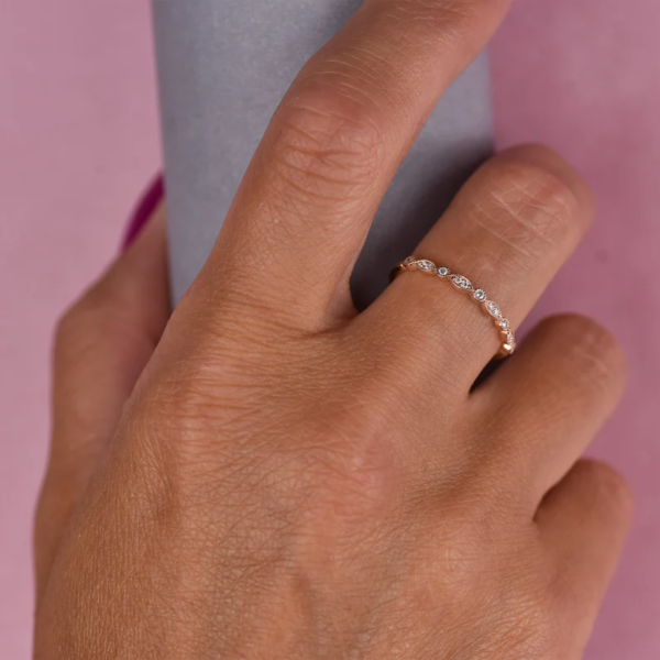 Eternity Band Rose Gold Filigree Ring For Women Promise Ring For Her. - Image 3