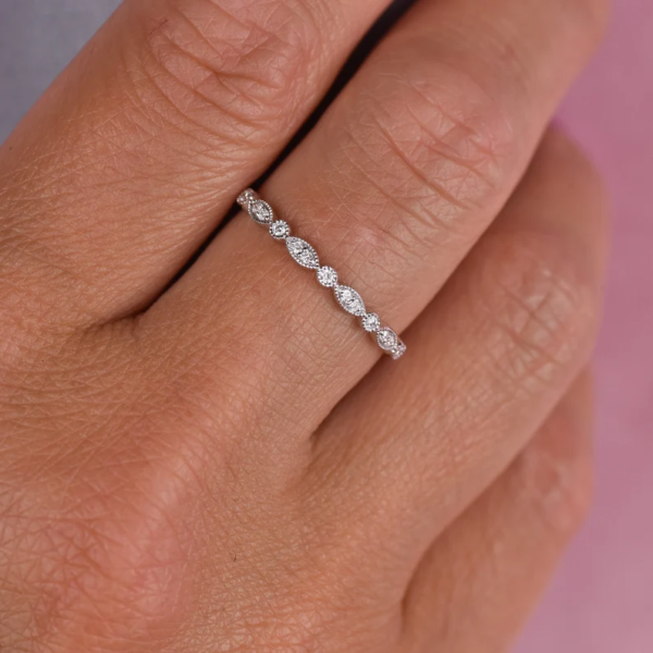Eternity Band Rose Gold Filigree Ring For Women Promise Ring For Her. - Image 4