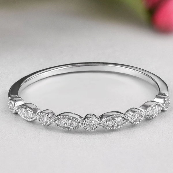 Eternity Band Rose Gold Filigree Ring For Women Promise Ring For Her. - Image 5