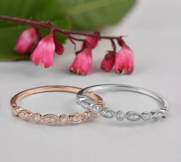 Eternity Band Rose Gold Filigree Ring For Women Promise Ring For Her. - Image 7