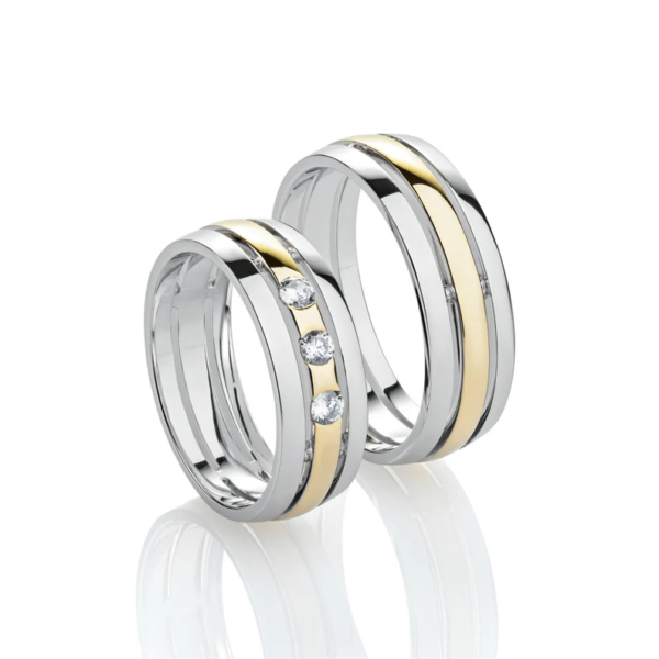Wedding Band Set Gold. Comfortable Classic Shape And Modern Design. - Image 2