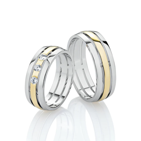 Wedding Band Set Gold. Comfortable Classic Shape And Modern Design. - Image 3