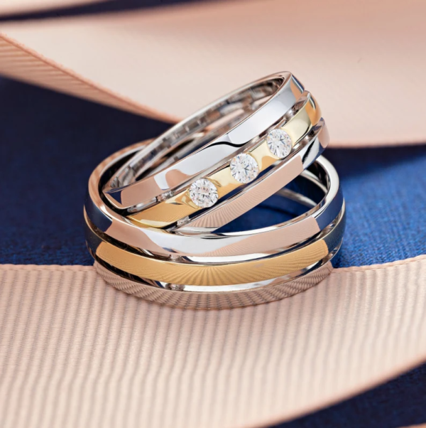 Wedding Band Set Gold. Comfortable Classic Shape And Modern Design. - Image 4