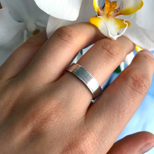 Diamond solid gold bands. Matching wedding rings set - Image 4