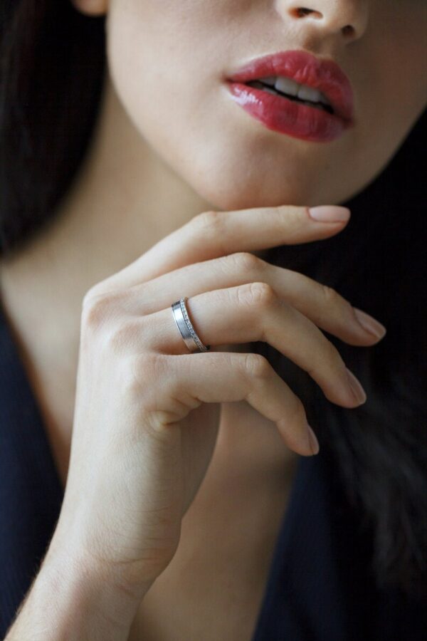 Diamond solid gold bands. Matching wedding rings set - Image 6