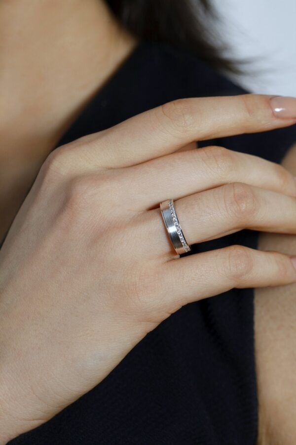 Diamond solid gold bands. Matching wedding rings set - Image 7