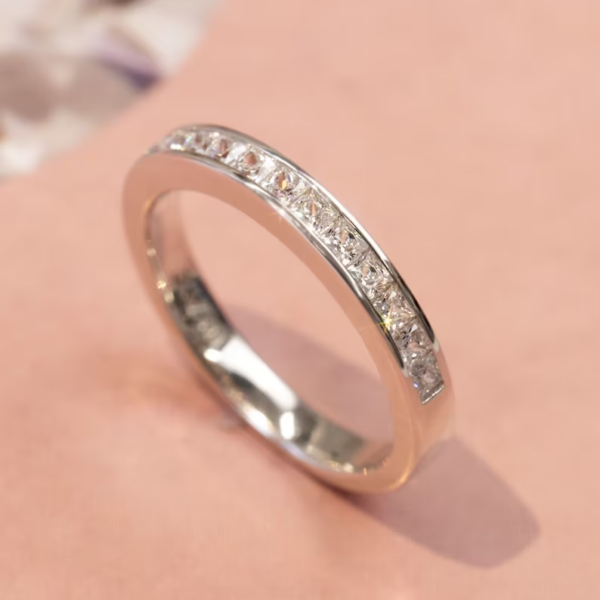 Princess Channel Set Half Eternity Ring. - Image 4