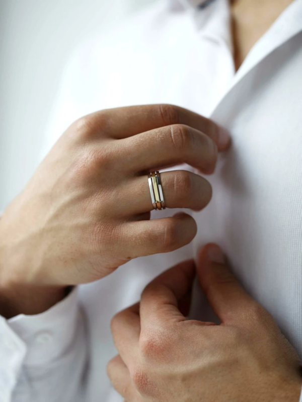 Wedding Band Set Gold. Comfortable Classic Shape And Modern Design. - Image 6