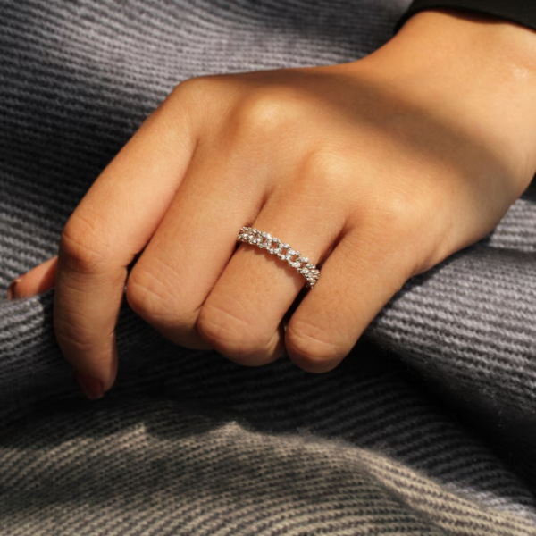 CZ Stone Pave Full Eternity Ring. - Image 4
