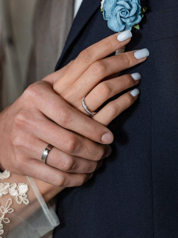 Elegant wedding rings with diamonds. Matching Couple bands. - Image 5