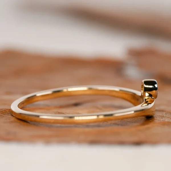 Solitaire Round Diamond Ring Unique Bezel Set . - Image 7