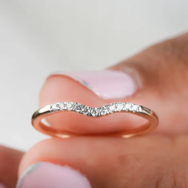Curved Wedding Band For Women. - Image 2