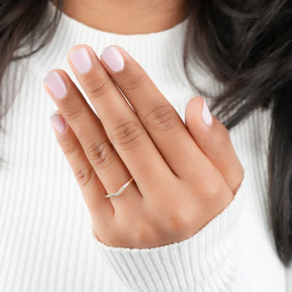 Curved Wedding Band For Women. - Image 5