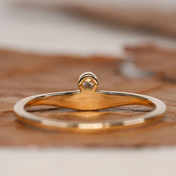 Solitaire Round Diamond Ring Unique Bezel Set . - Image 8