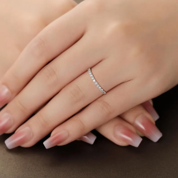 Eternity White Gold Stackable Ring. - Image 4