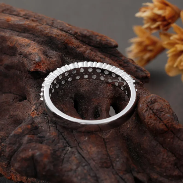 White Gold Stackable Double Band Lab Diamond Ring. - Image 5